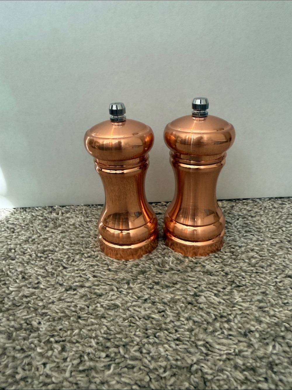 NWOT Polished Copper-plated salt and pepper mill Grinder Set of 2